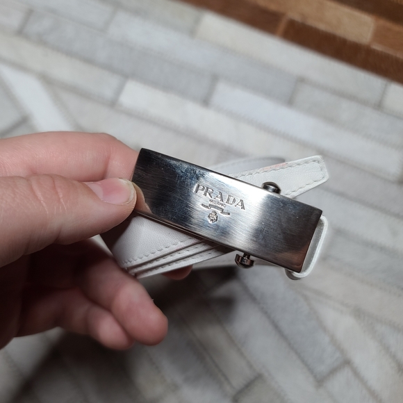 Prada Accessories - Prada Belt White Leather Size 0-2